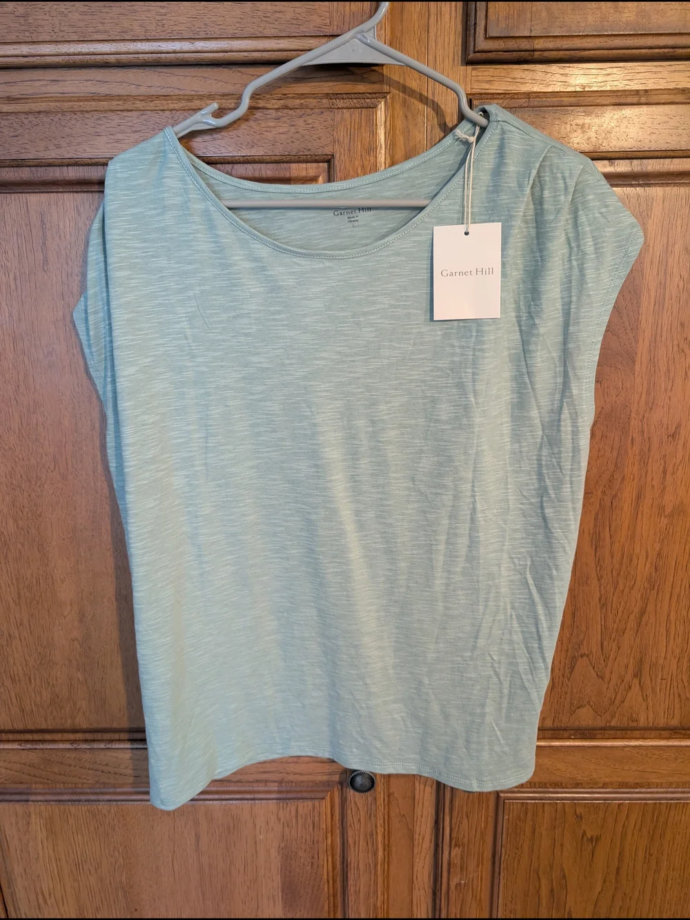 Garnet Hill Light Seafoam Slub-Knit Cap Sleeve Pajama Top